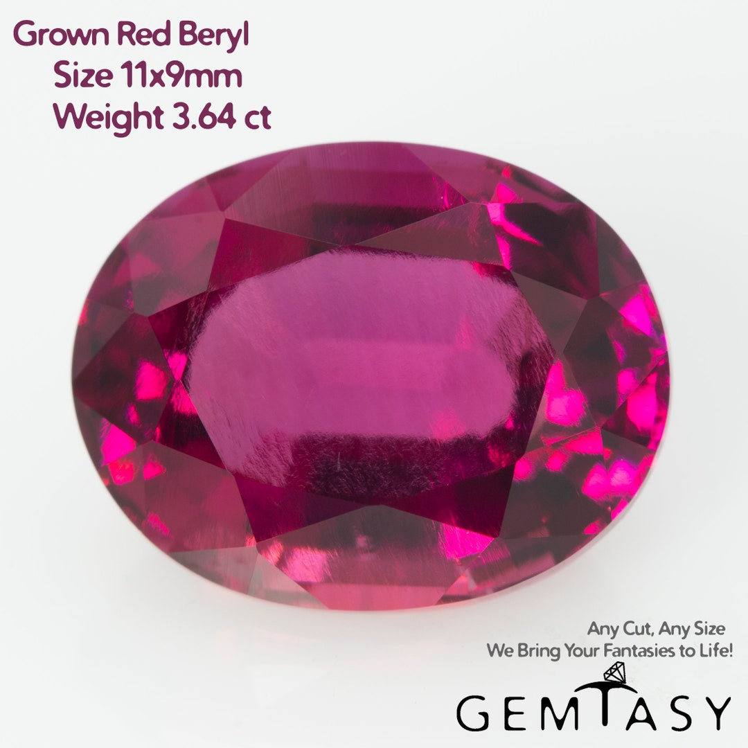Cut Stone - Red Beryl Hydrothermal Lab Grown, Facet Oval 11x9mm 3.46-3 ...