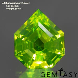 Cut stone - LuAG Yellow neon Czochralski (Pulled) lab grown, facet Shield 8x7mm 2.89-3.15ct