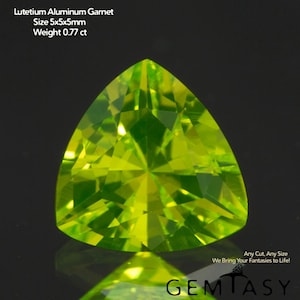 Cut stone - LuAG Yellow neon Czochralski (Pulled) lab grown, facet Trilliant 5x5x5mm 0.64-0.82ct