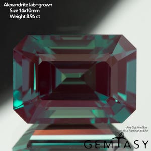 Cut stone - Alexandrite Czochralski (Pulled) lab grown, facet Octagon 14x10mm 8.03-8.96ct