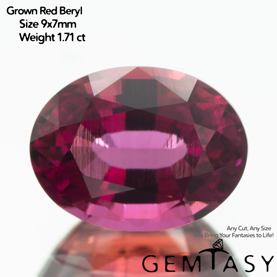 Cut Stone - Red Beryl Hydrothermal Lab Grown, Facet Oval 9x7mm 1.65-1 ...