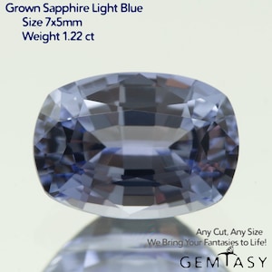 Cut stone - Sapphire Light Blue Czochralski (Pulled) lab grown, facet Cushion 7x5mm 1.06-1.25ct