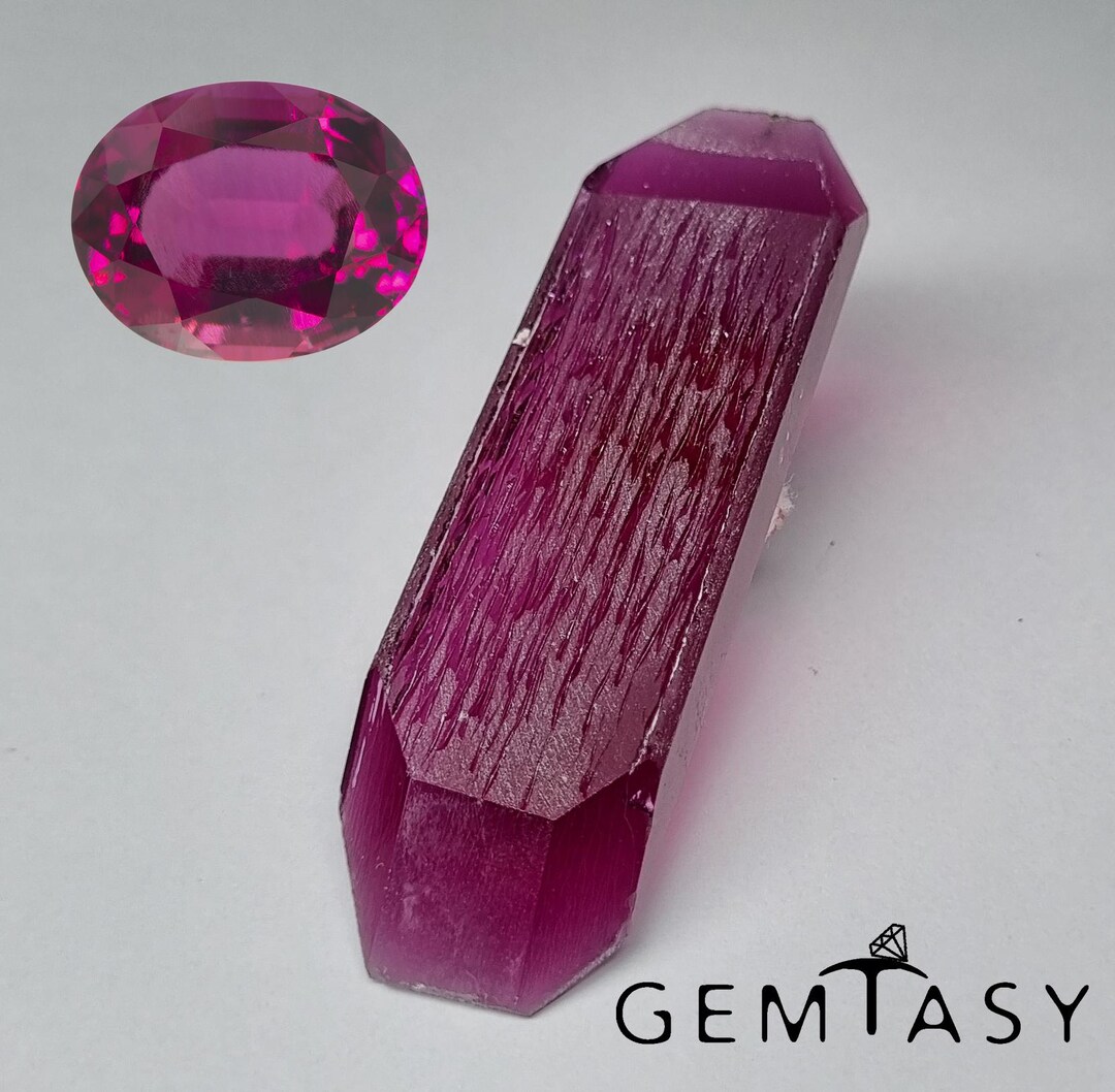 Rough Stone for Faceting - Red Beryl Magenta Hydrothermal Lab Grown 122 ...