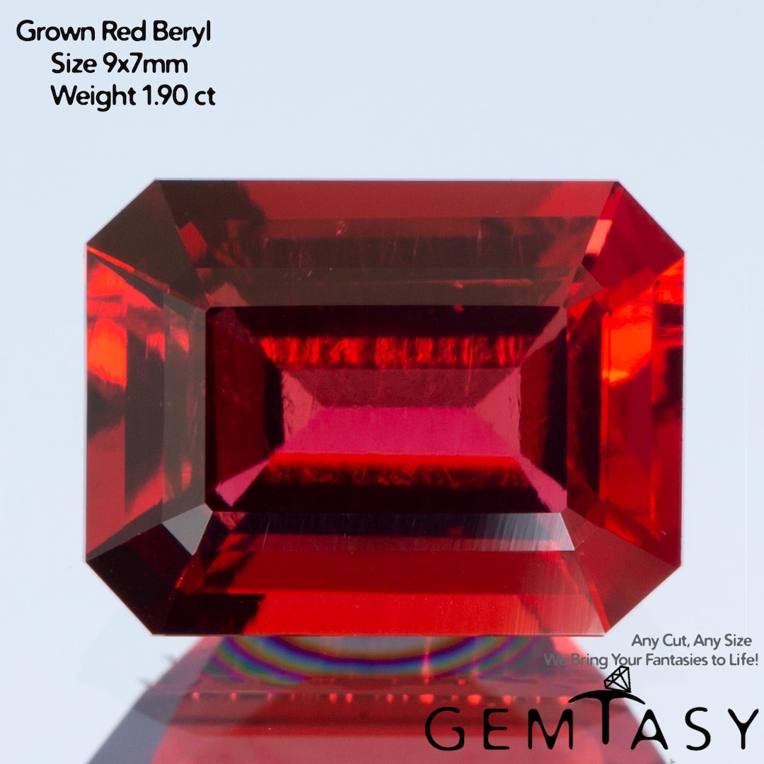 Cut Stone - Red Beryl Hydrothermal Lab Grown, Facet Octagon 9x7mm 1.81 ...