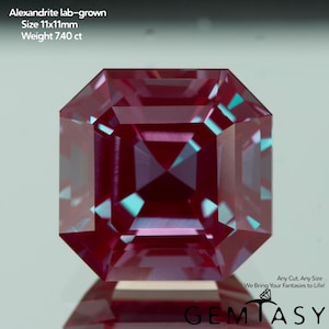 Cut stone - Alexandrite Czochralski (Pulled) lab grown, facet Octagon 11x11mm 7.40-8.12ct