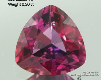 Cut stone - Red Beryl hydrothermal lab grown, facet Trilliant 6x6x6mm 0.50-0.68ct