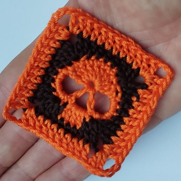 Tête de mort, motif carré grand-mère au crochet, motif carré grand-mère facile au crochet pour débutants, décoration d'Halloween