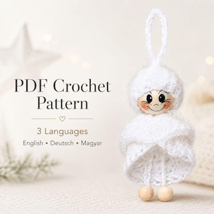 Schattig haakpatroon voor een engeltje | Kerstornament PDF | Eenvoudig miniproject voor beginners | Kerstengel decoratie afbeelding 7