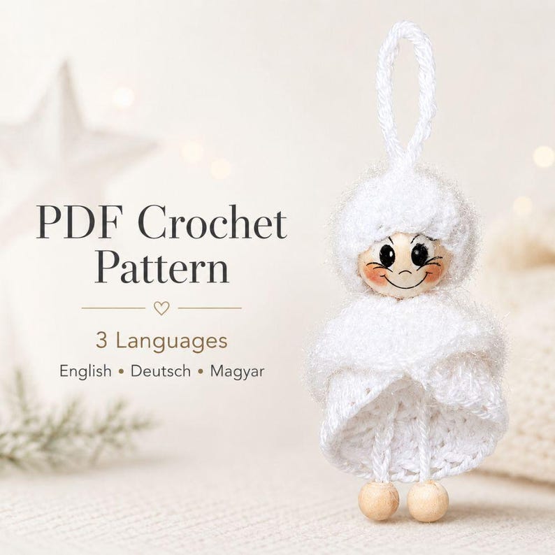 Schattig haakpatroon voor een engeltje | Kerstornament PDF | Eenvoudig miniproject voor beginners | Kerstengel decoratie afbeelding 7