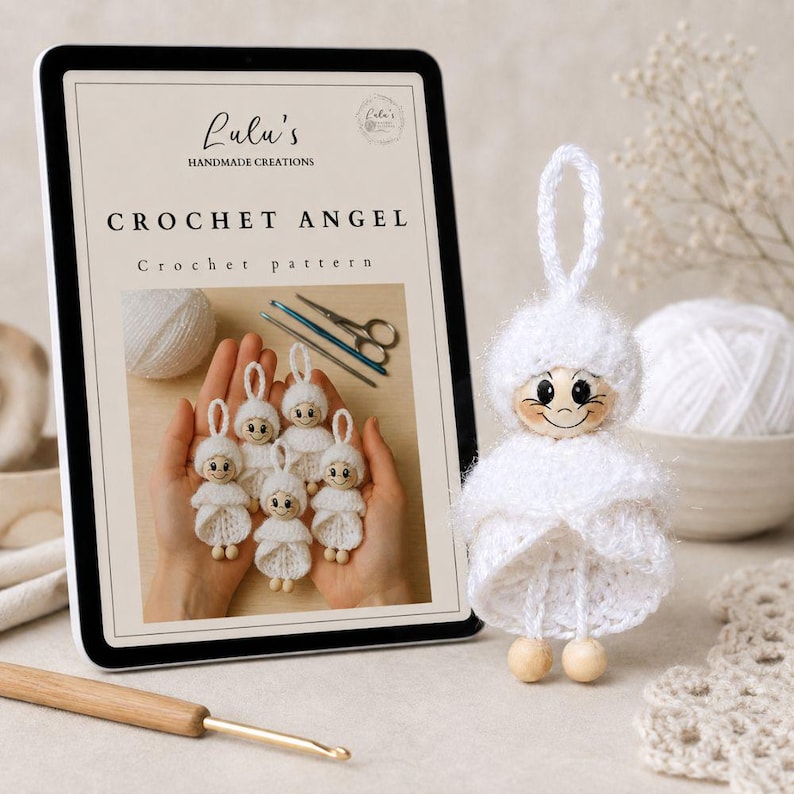 Schattig haakpatroon voor een engeltje | Kerstornament PDF | Eenvoudig miniproject voor beginners | Kerstengel decoratie afbeelding 3