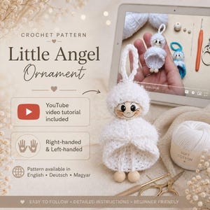 Schattig haakpatroon voor een engeltje | Kerstornament PDF | Eenvoudig miniproject voor beginners | Kerstengel decoratie afbeelding 10