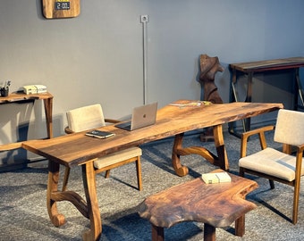 Solid Walnut Office Living Room Decorative Dining Table 100% Handmade