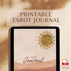 Digitales Tarot Journal, tägliches Tarot Journal, Neumond Tarot Spreads, Vollmond Tarot Spreads, Tarot Karte Bedeutung Spickzettel, printable