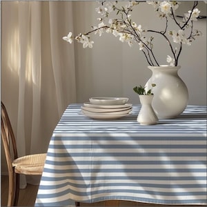 Blue Stripe Table Cloth 100% cotton