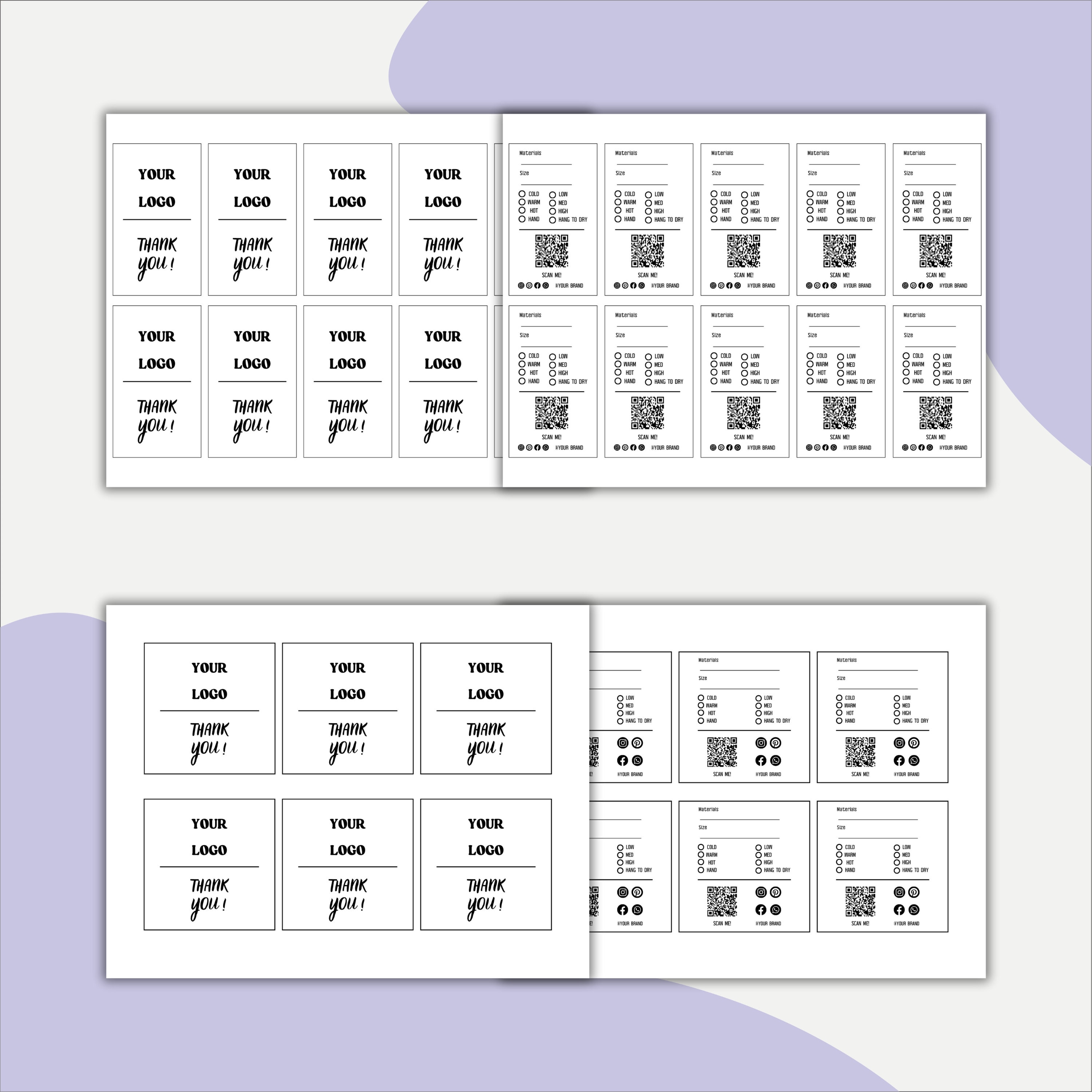 Qr Code Hand Washing Editable Washing Care Card Template, Personalized Hang Tag With QR Code ...