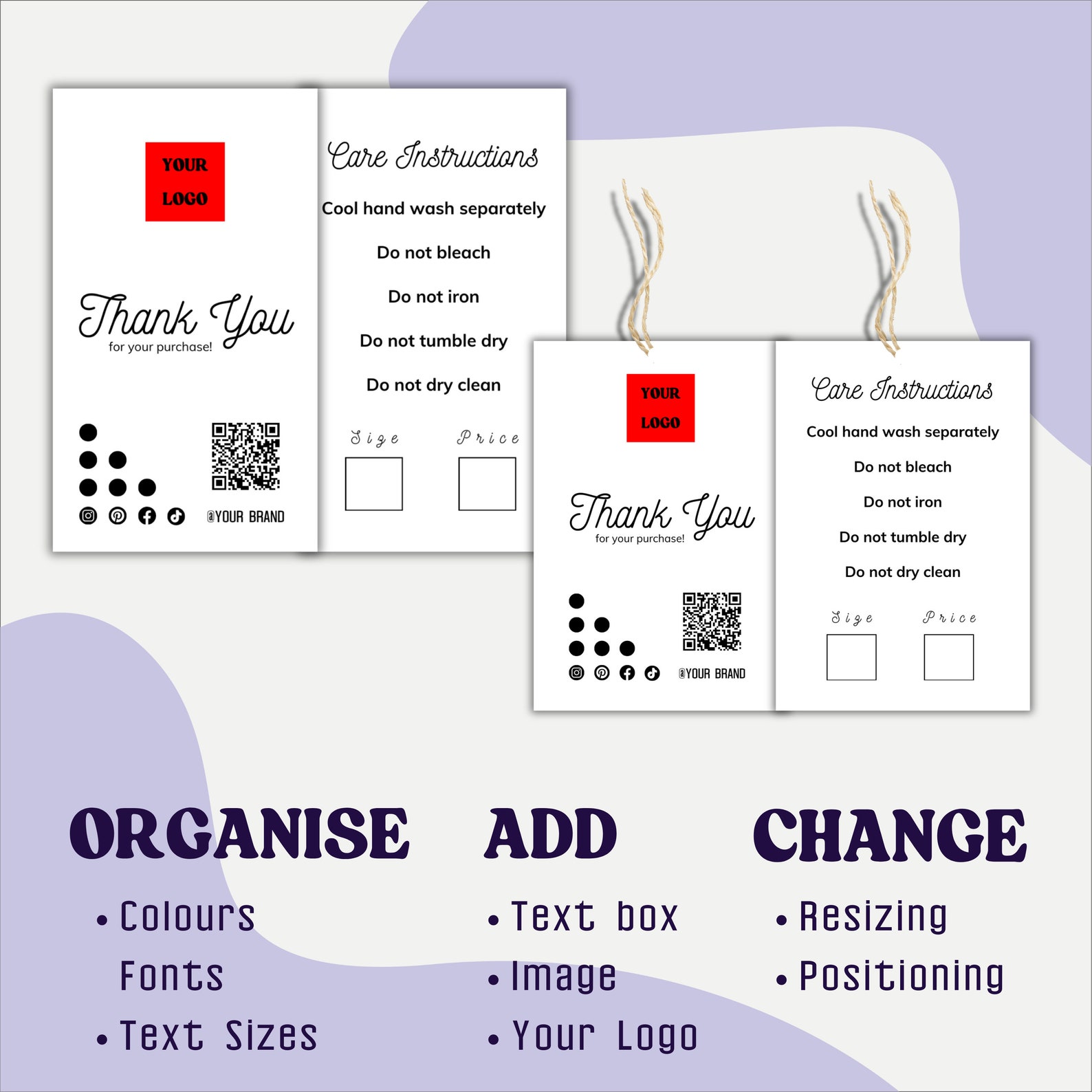 Qr Code Hand Washing Editable Washing Care Card Instructions Template, Qr Code Sign in ...