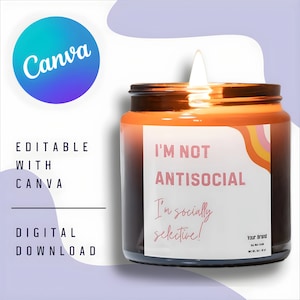 Editable Funny Candle Label Canva Template, Personalized Labels For Candles, Rainbow and Funny Written Candle Label Design