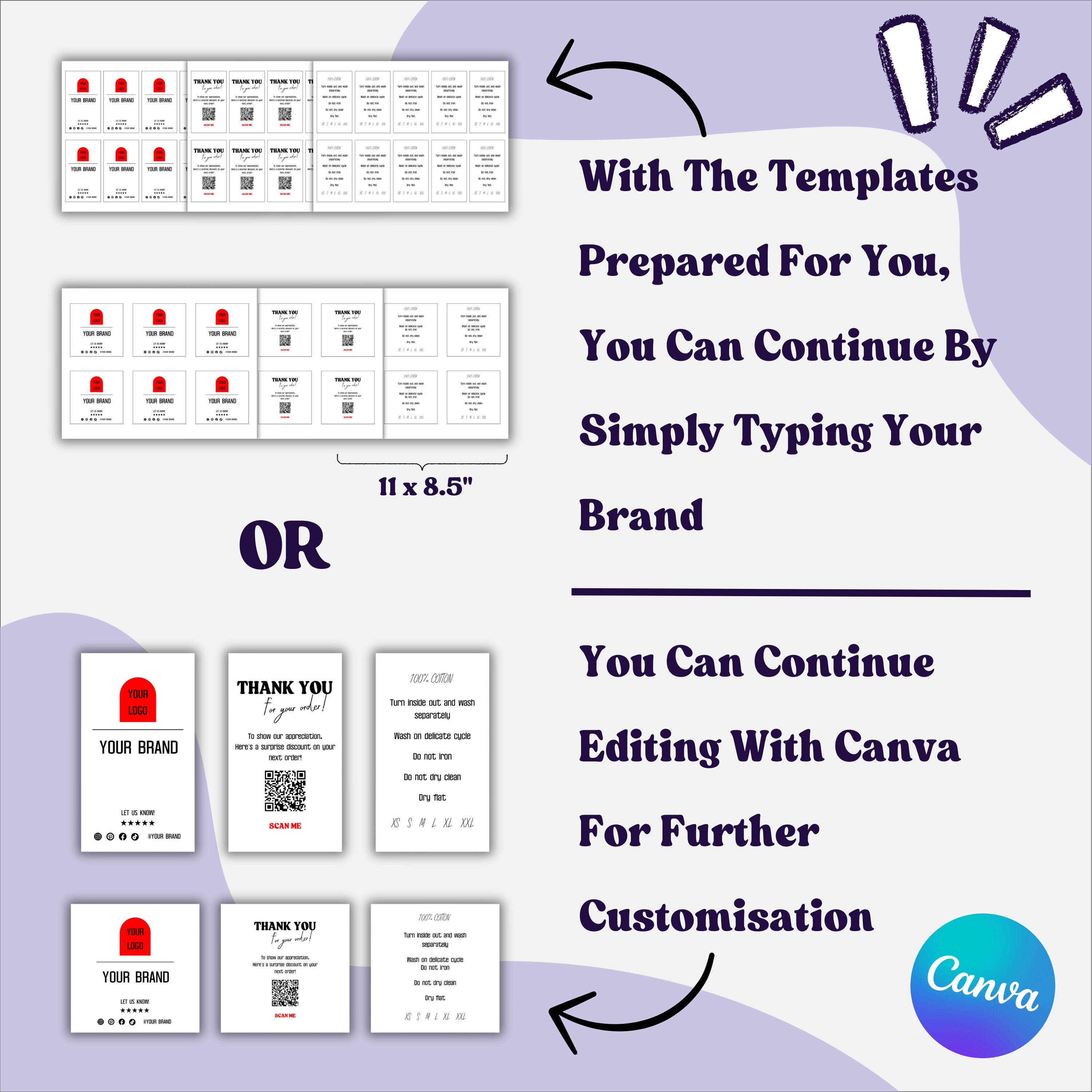 Editable Care Instructions Template & Personalized Tag With Thank You ...