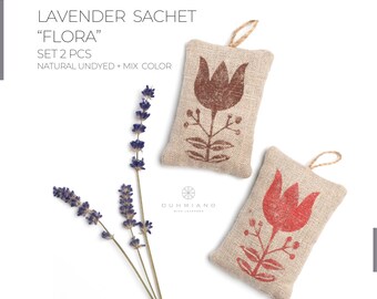 Linen Lavender Sachet, Organic Lavender, Lavender Gift Set 3 pcs, Fragrant Sachet