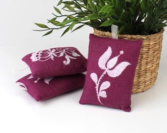 Linen Lavender Sachet, Organic Lavender, Lavender Gift Set 3 pcs, Fragrant Sachet, Closet Sachet Lavender