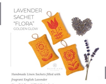 Linen Lavender Sachet, Organic Lavender, Lavender Gift Set 3 pcs, Fragrant Sachet