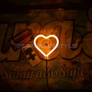 Neon Heart Glow JDM Car Accessories Yellow