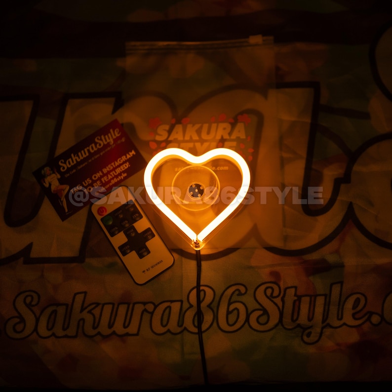 Neon Heart Glow JDM Car Accessories Yellow