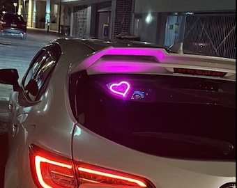 Neon Glow Window Heart For Car