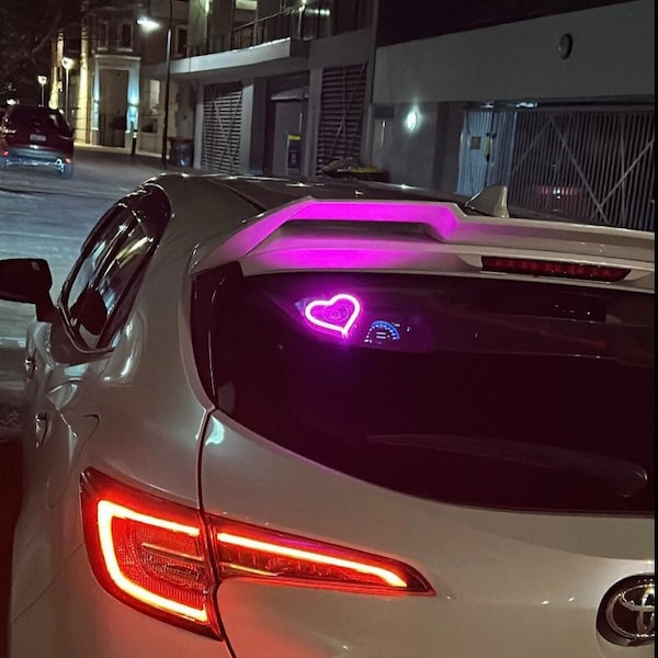 Neon Glow Window Heart For Car