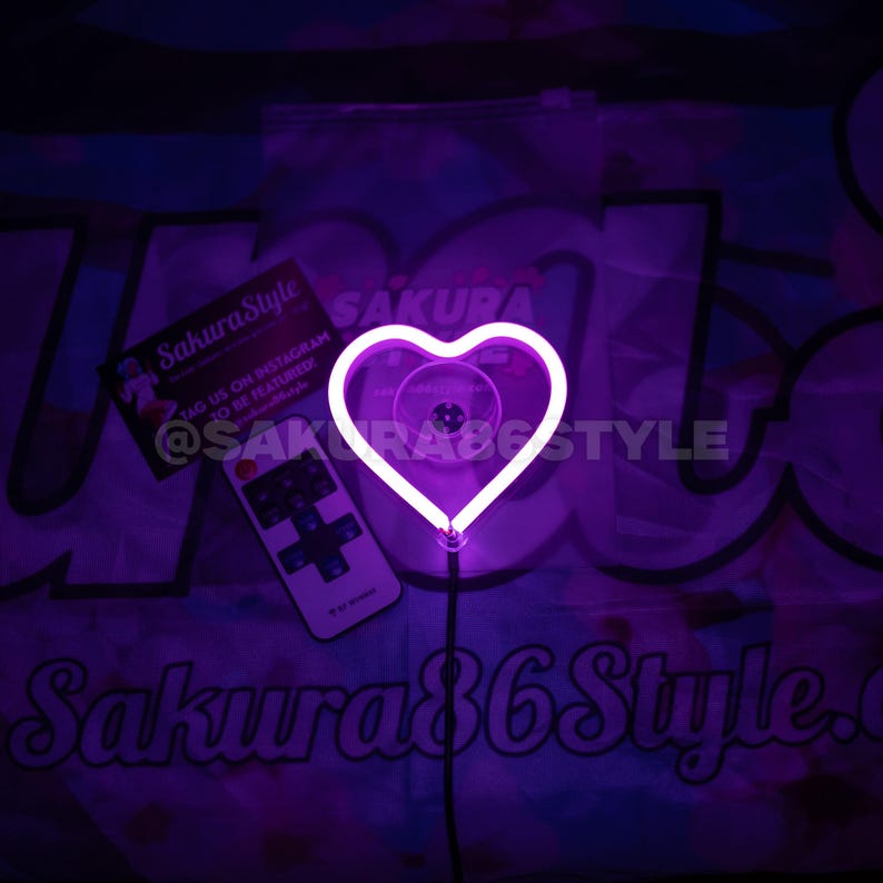 Neon Heart Glow JDM Car Accessories Purple
