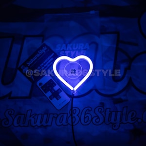 Neon Heart Glow JDM Car Accessories Blue