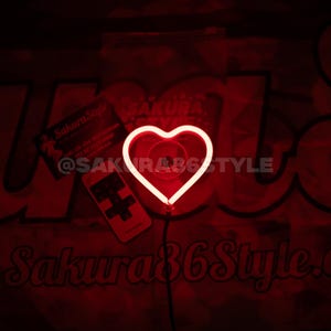 Neon Heart Glow JDM Car Accessories Red