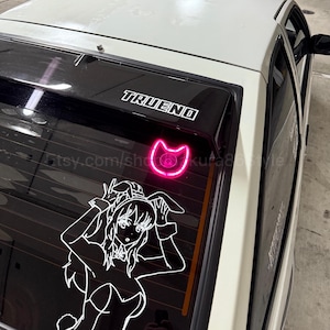 Finestra luminosa al neon con gattino JDM, accessori per auto