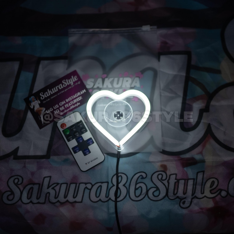 Neon Heart Glow JDM Car Accessories White