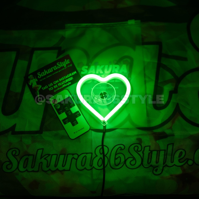 Neon Heart Glow JDM Car Accessories Green