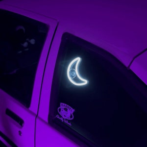 Neon Glow Window Moon For Car