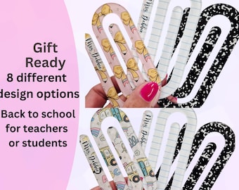 Personalized Teacher Jumbo Paperclip Set of 3 Gift Ready Custom Teacher Name student name Back to school gift Teacher Appreciation Gift