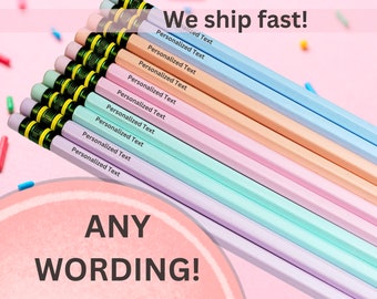 SHIPS FAST! Custom Personalized Pastel Pencils or yellow #2 Engraved Pencils for your kids or as a teacher gift Personalized name or sayings