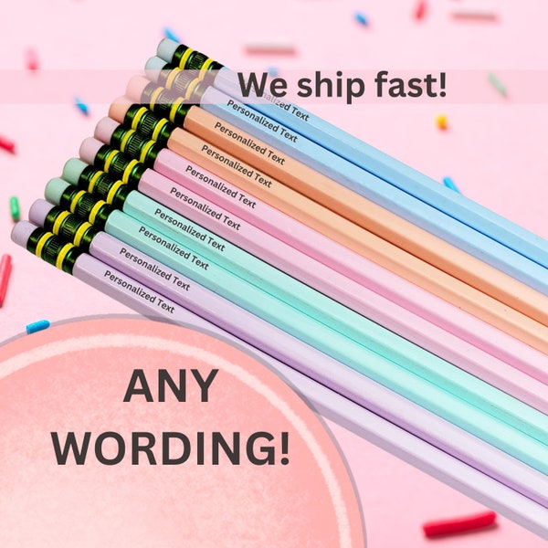 SHIPS FAST! Custom Personalized Pastel Pencils  Engraved Pencils for your kids or teacher gift Personalized name or sayings 5 or 10 pack