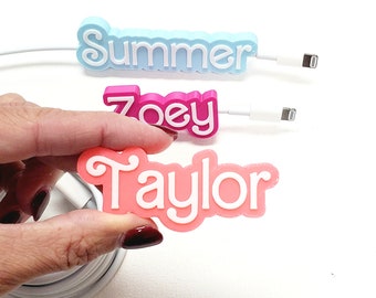 SHIPS FAST! Adjustable Charger Name Tag, Personalized - iPhone - Android Phone Cord Names fits Universal Cables up to 3.4mm Thoughtful Gift