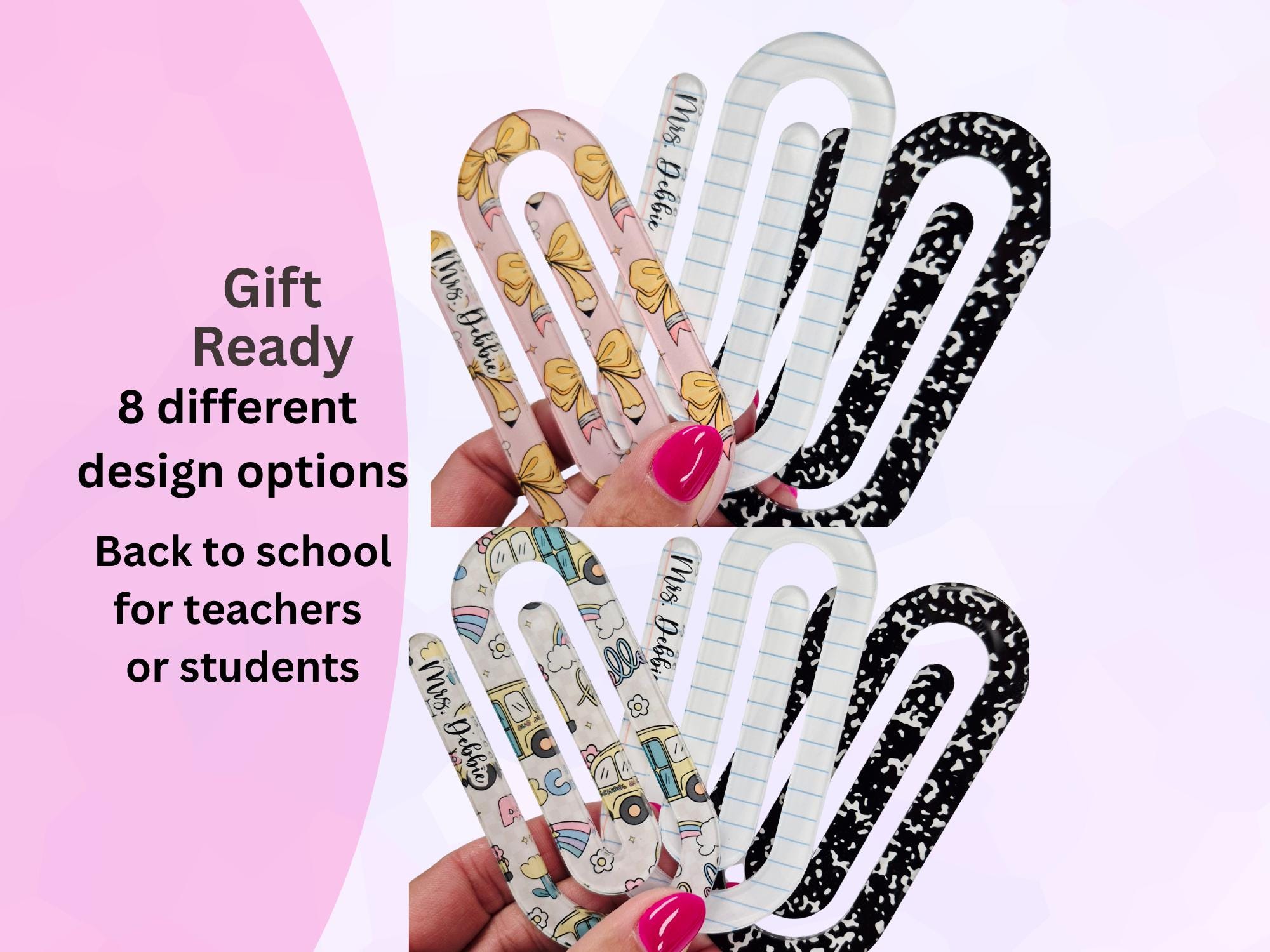 Personalized Teacher Jumbo Paperclip Set of 3 Gift Ready Custom Teacher Name student name Back to school gift Teacher Appreciation Gift