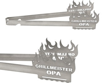 Grillzange Motiv Grillmeister Opa, spülmaschinengeeignet, Geschenkidee, Männergeschenk, Grillgeschenk, Opageschenk, Geschenk für Opa