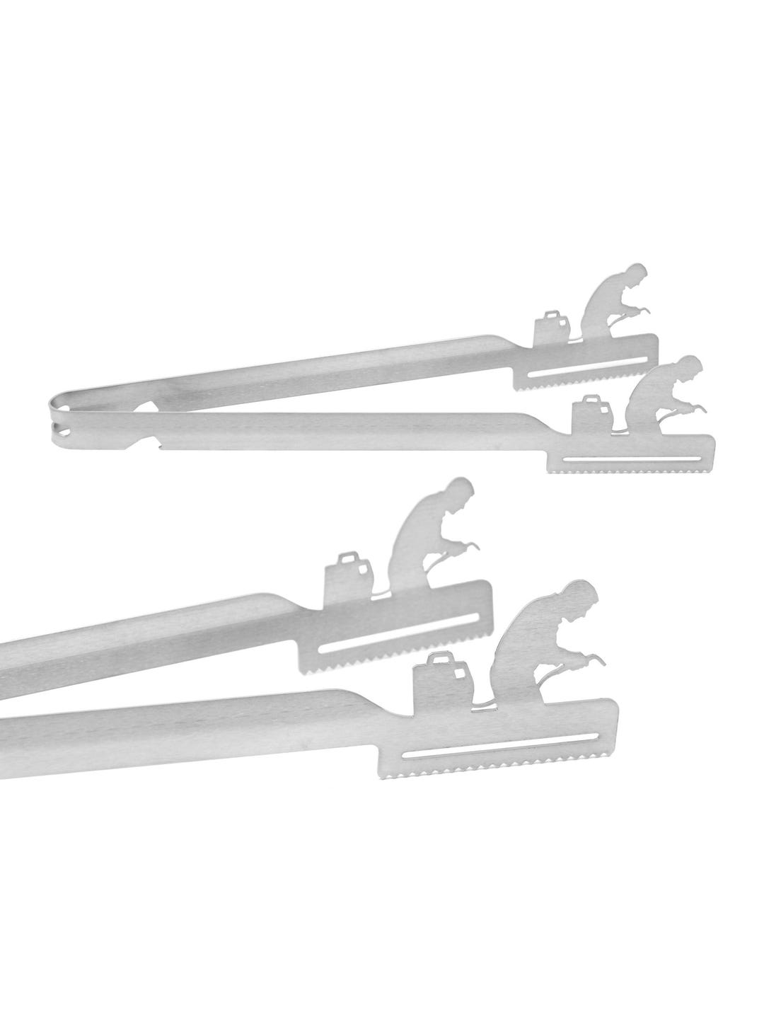 Grillzange Mit Schweißer-Motiv – Spülmaschinengeeignet, Edelstahl, Geschenk Für Schlosser & Metaller, 31 Cm, Made In Germany