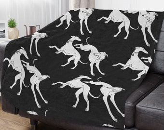 Greyhound Blanket with greyhound pattern Fabric with greyhounds Sighthound gift Greyhound gift Sofa protector Soft Blanket Fleece Blanket