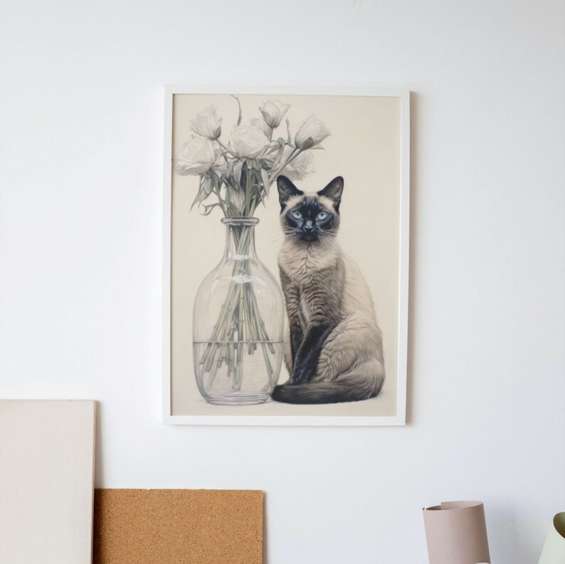 Siamese Cat Wall Art Cat Art Printable Instant Download Siamese Cat