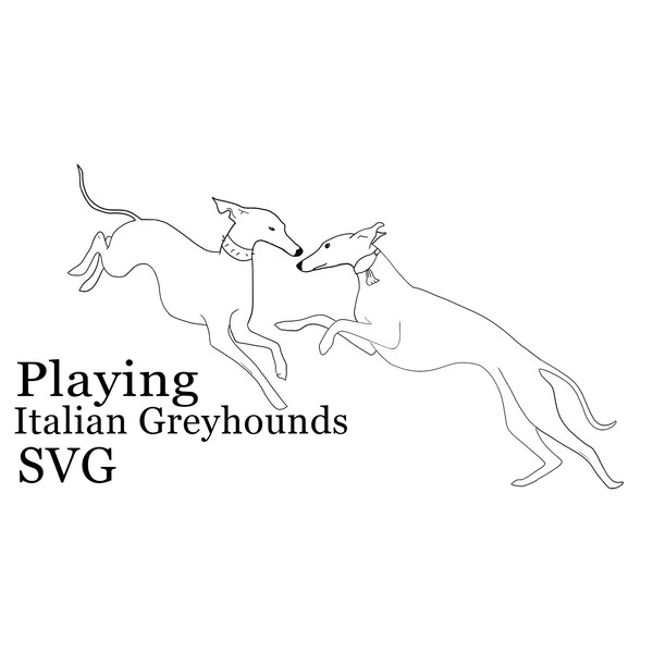 SVG Italien Greyhound autocollant Fichier numérique Car Decal Utilisation commerciale Iggy Deux lévriers art Dessiné à la main Designer Greyhound Clip Art Playing