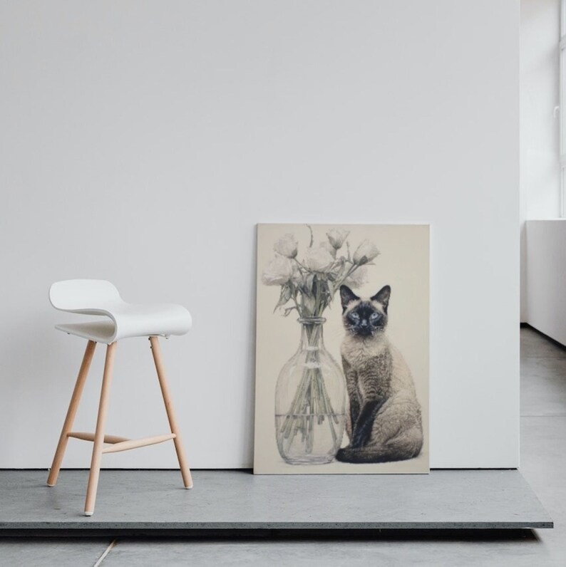 Siamese Cat Wall Art Cat Art Printable Instant Download Siamese Cat