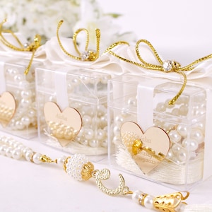 Personalized Pearl Tasbeeh Masbaha Prayer Beads Favors | Wedding Nikkah Baby Shower Birthday Ramadan Eid Islam Muslim Party Favors Gifts