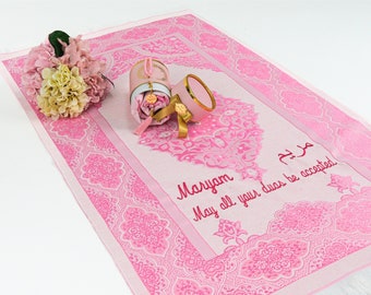 Personalized Prayer Mat Tasbeeh Gift Set, Hajj Umrah Gifts, Islamic Wedding Favors
