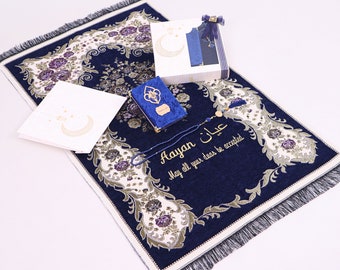 Personalized Prayer Mat Quran Tasbeeh Gift Set | Ramadan Eid Hajj Umrah Wedding Birthday Anniversary Father's Mother's Valentine Days Gift